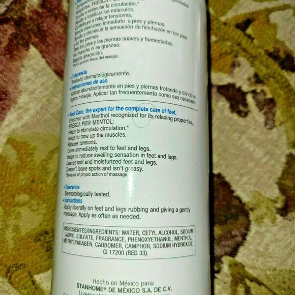 Stanhome FRESCA PIE MENTOL Tired Feet Lotion Jumbo - Picture 3 of 3